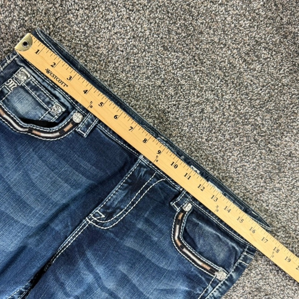 Miss Me Skinny Jeans Womens 31 Angel Wing Embroidered Back Pocket Dark Wash - Picture 11 of 15